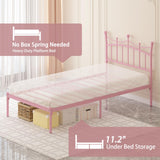 Merronix Twin Bed Frames with Headboard, Princess Bed for Girls Heavy Duty Metal Bed Platform Under Bed Storage Space No Box Spring Needed,Light Pink Merronix