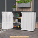 Patiowell 26 Cu.ft Plastic Outdoor Storage Cabinet, Lockable Waterproof Horizotal Storage Shed, Tool Box for Patio, Garden Tools, Garbage Cans, Pool Supplies, Easy Assembly, White(Not Include Shelves) Patiowell