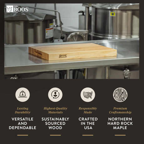 John Boos Boos Block Platinum Series Large Reversible Wood Cutting Board, 1.75-Inch Thickness, 24" x 18" x 1 3/4", Maple John Boos