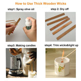Wooden Candle Wicks with Wick Trimmer Cutter Crackling Candle Wicks kit 5.1 X 0.5 Inch Natural Candle Wood Wicks with Stand Candle Cores for DIY Candle Making Craft Phinicco