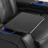 MCombo Dual Motors Leather Recliner with Power Headrest, Home Theater Seating with Armrest Storage HTS422 (Black) MCombo