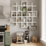 Suzile Oversize Coffee Mug Display Rack Wooden Display Shelves Rustic Wooden Floating Curio Shelf Travel Wall Mounted Coffee Mug Rack Holder Shadow Box Shelf(5.1x5.1x3in,White) Suzile