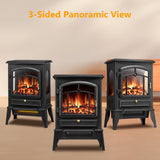 Xbeauty Indoor 15'' Electric Fireplace Stove, Freestanding Fireplace Heater with Adjustable Realistic 3D Flame Effect, Overheating Protection, for Small Spaces or Bedroom, 1000W/1500W Xbeauty
