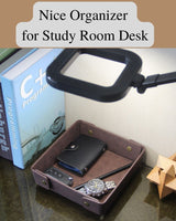 CASIRENA Faux Leather Valet Tray Organizer for Men - Catch-All Tray for Entryway Table Key, Wallet, Watch, Coin Change, Phone, Dresser EDC Dump Jewelry, Bedside Nightstand Desk-top Catchall Tray CASIRENA