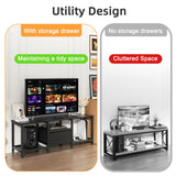 Ginzeca Stylish Television Stand with Fabric Storage Drawer for TV up to 55 Inches,Extra Strong Load Bearing,TV Media Console Table with Open Storage Shelves for Living Room, Bedroom,Home Office Ginzeca