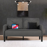 CHYMSUN 56" W Loveseat Sofa, Mid Century Modern Sofa Couch w/ 2 USB & Side Pocket, Small Love Seat Sofas for Living Room, Tufted Couches for Small Spaces, Bedroom, Office, Apartment (1, Dark Grey) CHYMSUN