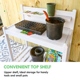 EAGLE PEAK Outdoor Indoor Maintenance Free Vinyl Garden Potting Bench, Waterproof Potting Table with Open Shelf, Lower Storage, 40inx21.6inx43.9in, White EAGLE PEAK
