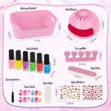EULRGAUS Kids Nail Polish Set for Girls, 14PCS Nail Art Kit with Nail Dryer, Non Toxic Nail Polish kit and Fake Nails for Kids, Girl Toys Age 6-8, Halloween Christmas Birthday Gifts for Girls 8-12 EULRGAUS