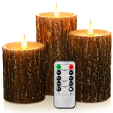 Enpornk Flameless Candles Battery Operated Pillar Pine Effect Real Wax Flickering 3D Wick Electric LED Decorative Candle Sets with Remote Control Cycling 24 Hours Timer, 4" 5" 6" Pack of 3 Enpornk