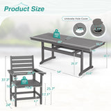 Homenjoy 9 Pieces Patio Table and Chairs Set, HDPS Weather Resistant Outdoor Patio Dining Set with Umbrell Hole, Rectangle Outdoor Dining Table with 8 Patio Chairs for Balcony Backyard Deck, Grey Homenjoy