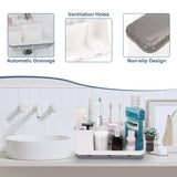 QIYVLOS Bathroom Organizers and Storage, 8 Slots Detachable Toothbrush Holders for Bathrooms, Anti-Slip Bathroom Countertop Organizer with Drainage Hole Vanity Storage (White) QIYVLOS