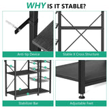 Kalrin 38.8 Inch Grey Oak Bakers Rack with Power Outlets and Hooks Kalrin