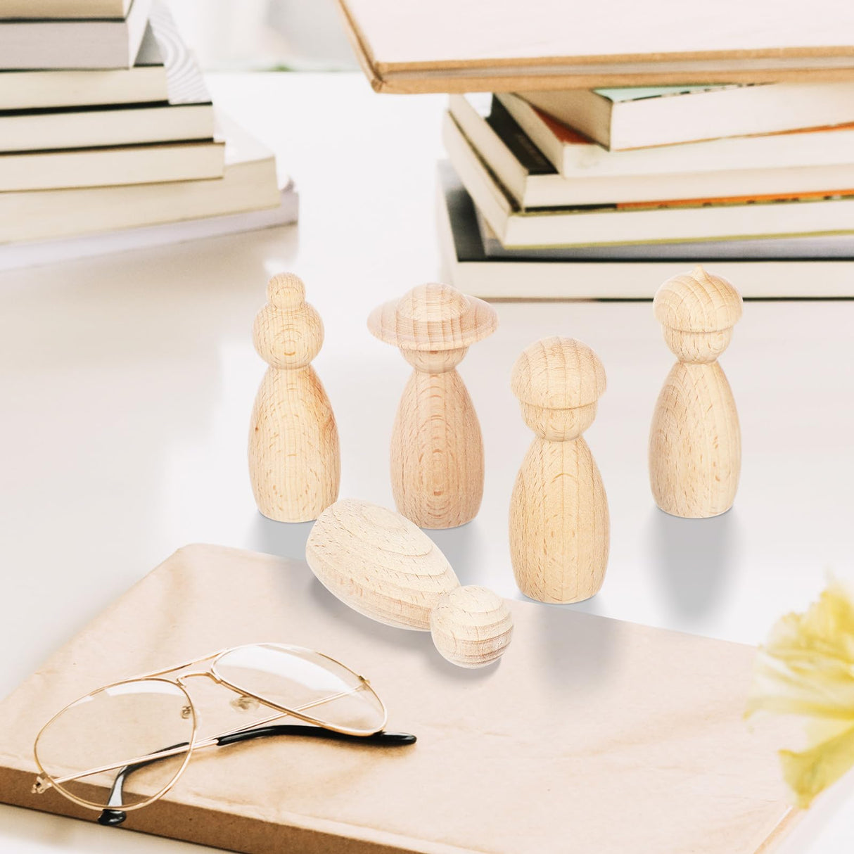 MAGICLULU 5pcs Blank Wooden Peg Dolls Unfinished Wood Dolls Unpainted Blank Puppet Dolls Wood Peg People Crafts for DIY Graffiti Painting Dollhouse Decor (3x8cm) MAGICLULU