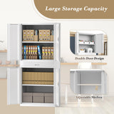 Athena Collection 4 Tier Metal Storage Cabinet with Drawer, 71" Garage Storage Cabinet with Adjustable Shelves, Lockable File Tool Tall Cabinet for Home Office Garage, White Athena Collection