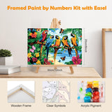 MOGTAA Parrot Paint by Numbers Kit for Adults Beginners with Frame, Landscape Adult Paint by Number Kits on Canvas with Easel, Easy DIY Flowers Oil Painting Kits for Home Decor, 8x12in MOGTAA