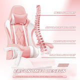 Homall Gaming Chair, Computer Chair with Footrest and Massage Lumbar Support, Ergonomic High Back Video Game Chair with Swivel Seat and Headrest (Pink) Homall