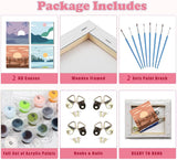 Fotasmua 4 Pack Framed Paint by Number Kits for kids Sunset, DIY Landscape Paint by Numbers Kits for Adults on Canvas, Easy Acrylic Oil Painting for Kids & Adults Beginners for Wall Decor (8 x 8 Inch) Fotasmua