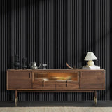 CHDITB 3D Fluted Wood Slat Acoustic Wall Panels, 2Pcs 23.6"x 47.2” Wood Finish Soundproof Panels for Wall and Ceiling, Sound Absorbing Decorative Wall Panels for Interior Wall Decor - Matte Black CHDITB