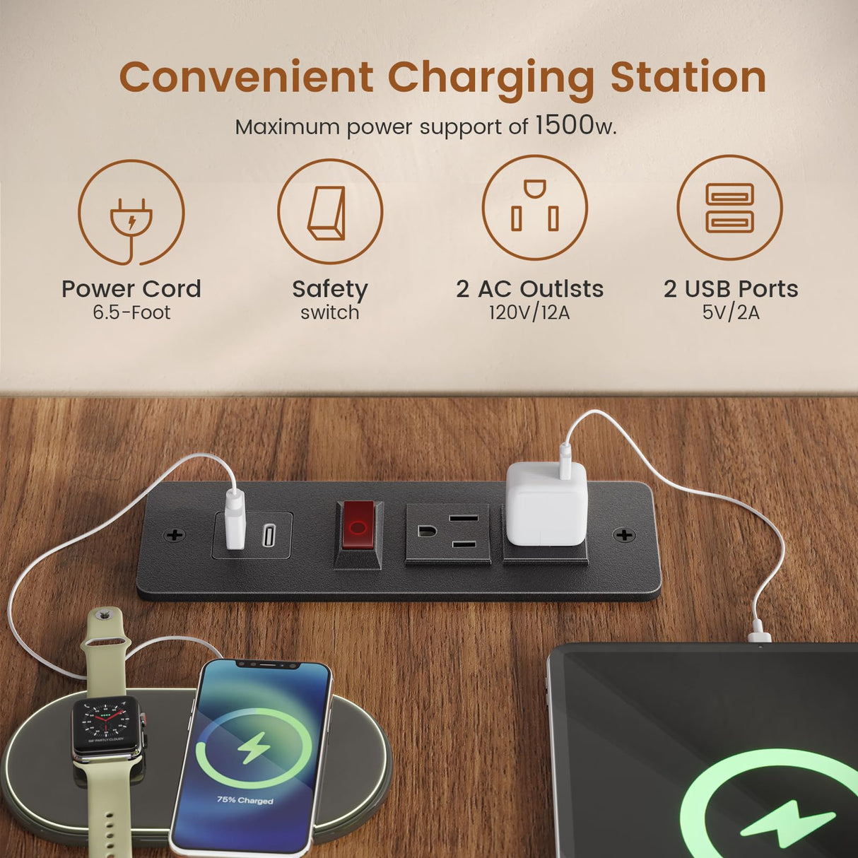 SEDETA 55.1" Farmhouse Office Desk with 3 Drawers, Executive Desk with File Drawer & Storage Shelves, Computer Desk with Power Outlet for Home Office, White and Brown SEDETA