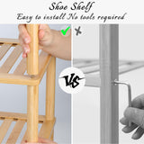 Tohomes 3-Tier Shoe Rack,Shoes Organizer,for Front Door Entrance, Free Standing Shelf Entryway and Closet Hallway, Small Space Stackable Bamboo Multifunctional Racks Tohomes