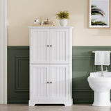 ChooChoo Bathroom Floor Cabinet, Modern Bathroom Storage Cabinet with 4 Doors and Adjustable Shelves, Freestanding Cupboard for Living Room, White ChooChoo