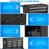 Granper High Capacity 8-Drawer Tool Chest, Tool Box with Wheels, Movable Rolling Tool Chest, Tool Chest with Wheels, Heavy Duty Tool Cabinet for Workshop, Garage and Repair Room(Cool Black) Granper