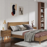 Wooden Nightstand with Wireless Charging and LED Light - 20" W x 14" D x 24" H Mid Century Modern Walnut Nightstand with Charging Station, Large Bedside Table with Storage Drawers, Outlet on Top Caredear