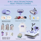 Whubefy Heat Press 15x15, Heat Press Machine for Shirts, Pro 8 in 1 Heat Press w/11-30 oz Tumbler Press, Heat Press Machine Combo Fast & Even Heating, 360°Swing Away Sublimation for Hat Cap Mug Plate Whubefy