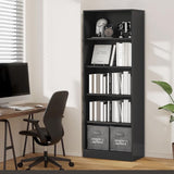 IRONMIX Metal Open Bookcase, 5-Tier Bookshelf with Adjustable Shelves, Black Bookshelf for Small Places, 70" 87 Tall Book Shelf, Curio Cabint Display Case for Home Office, Library, Living Room IRONMIX