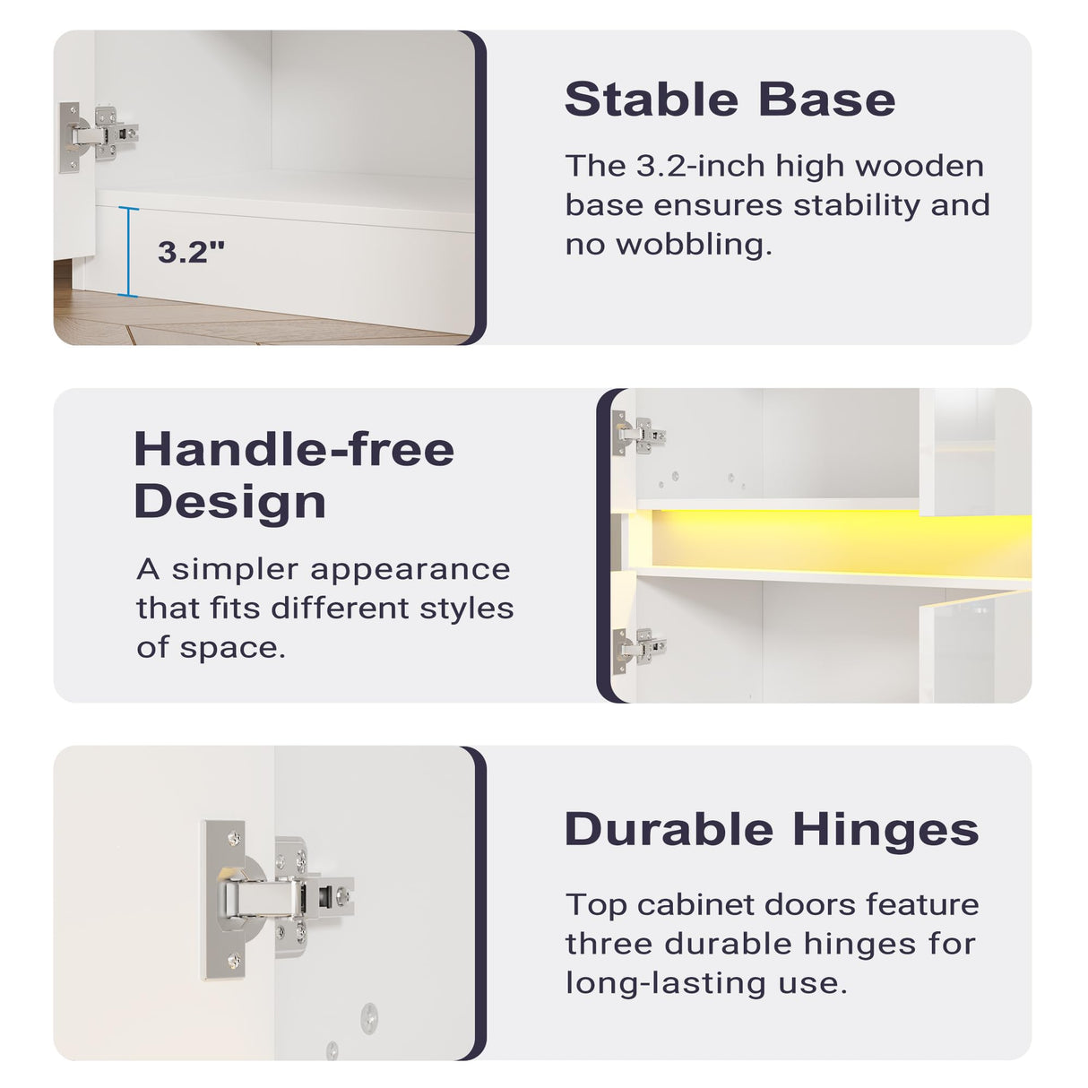 Furnify 71" Tall Pantry Storage Cabinet, Kitchen Pantry with High Gloss Doors, Modern Buffet Hutch Cabinet with Led Light and Adjustable Shelves for Dining Room, Living Room, White Furnify