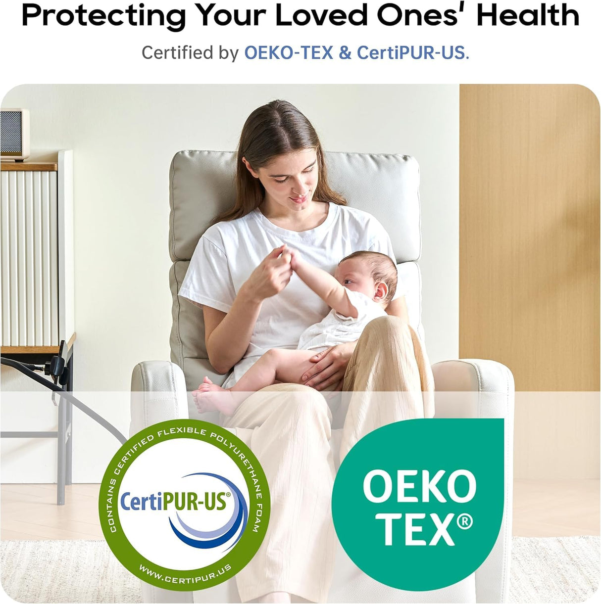 AIRSKY Power Recliner Chair, Oversized Swivel Rocker Recliner, Electric Recliner Chairs for Adults, Nursery Rocking Chairs, Lazy Boy Recliner Chair, P2 (Gray White) AIRSKY