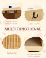 JubiNatural Cat Litter Box Enclosure,Stylish Hidden Litter Box Furniture, Modern Cat Litter Furniture Cabinet, Side End Table, Cat House with Scratch Pad, for Living Room, Bedroom, Entry Foyer JubiNatural