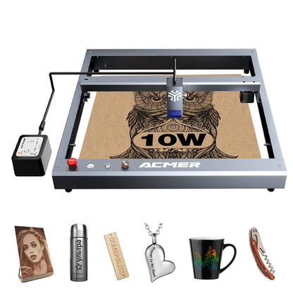 ACMER P2 Laser Engraver, 10W Output Laser Cutter, Laser Engraving Machine, CNC Laser Cutter and Engraver Machine Class 4 for Stainless Steel, Wood, Metal, Acrylic, Leather (P2 Laser 10W) - WoodArtSupply