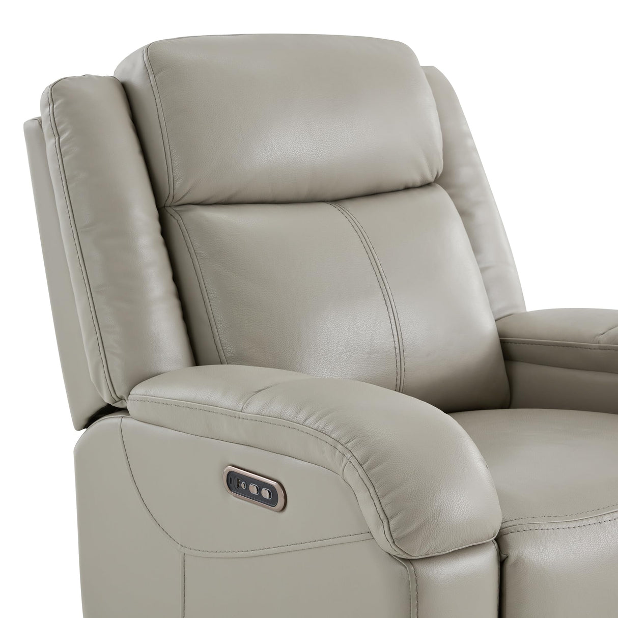 Watson & Whitely Genuine Leather Power Recliner Chairs for Adults, Wall Hugger RV Recliner with Power Headrest & Charging Ports, Electric Recliner Sofa Chair for Living Room, Grey Watson & Whitely