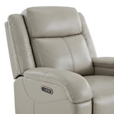 Watson & Whitely Genuine Leather Power Recliner Chairs for Adults, Wall Hugger RV Recliner with Power Headrest & Charging Ports, Electric Recliner Sofa Chair for Living Room, Grey Watson & Whitely