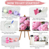 MAXBYE Pink Peony Paint by Numbers for Adults, Flower Paint by Number on Canvas Without Frame, DIY Easy Oil Painting for Home Wall Decor Gift 12x16inch MAXBYE