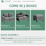 Shintenchi Sectional Couch, Convertible L Shaped Couch with Storage, Modular Sectional Sofa with Storage Ottoman for Living Room, Apartment, Office, Light Grey Shintenchi