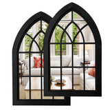 ZEXUIRU 2PCS Arched Window Wall Mirror,Rustic Farmhouse Accent Mirror, Wood Framed Entry Mirror for Living Room,Bathroom,Bedroom,Kitchen,15.5 * 9.8 Inch ZEXUIRU