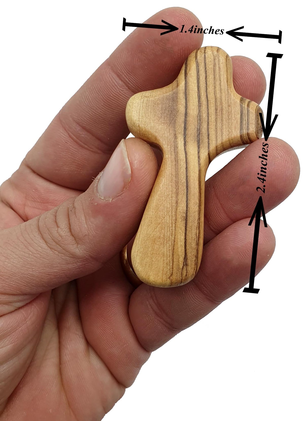 Zuluf 100 Small Olive Wood Comfort Crosses from Bethlehem Israel | Pocket Holding Crosses | Comes With 100 Holy Land Certificates 6cm / 2.5 Inch Each Cross - CRS301 Zuluf