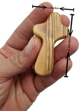 Zuluf 100 Small Olive Wood Comfort Crosses from Bethlehem Israel | Pocket Holding Crosses | Comes With 100 Holy Land Certificates 6cm / 2.5 Inch Each Cross - CRS301 Zuluf