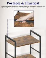 Kitsure 3-Tier Book Shelf - Wood & Metal Bookshelf with Handle & Adjustable Feet, Lightweight Bookcase for Living Room, Bedroom, Kitchen, Office or Dorm (16.5"×11.0"×28.1") Kitsure