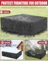 ClawsCover 5-6 Pieces Patio Furniture Sets Covers Waterproof,4 Seater Wicker Rattan Outdoor Sectional Couch Sofa Cover,Fadeless Tearproof Patio Table Set Cover,Rectangle,85Lx59Wx25H Inch ClawsCover