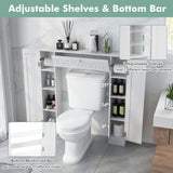 Tangkula Over The Toilet Storage Cabinet, Bathroom Space Saver w/Adjustable Shelves & Paper Holder, Freestanding above Toilet Organizer w/ 2 Side & Pull-Down Door for Bathroom Storage (White) Tangkula