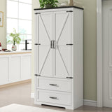 Loomie 71" Tall Farmhouse Kitchen Pantry with Sensor Light & Adjustable Shelves, Large Storage Cabinet with 2 Drawers & Adjustable Shelves, Rustic Wood Cupboard for Dining Room,Bathroom, Living Room Loomie