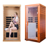 Xmatch Far Infrared Wooden Sauna Canadian Red Cedar, 1-Person Size, with 1350W, 8 Low EMF Heaters & 2 Bluetooth Speakers Xmatch