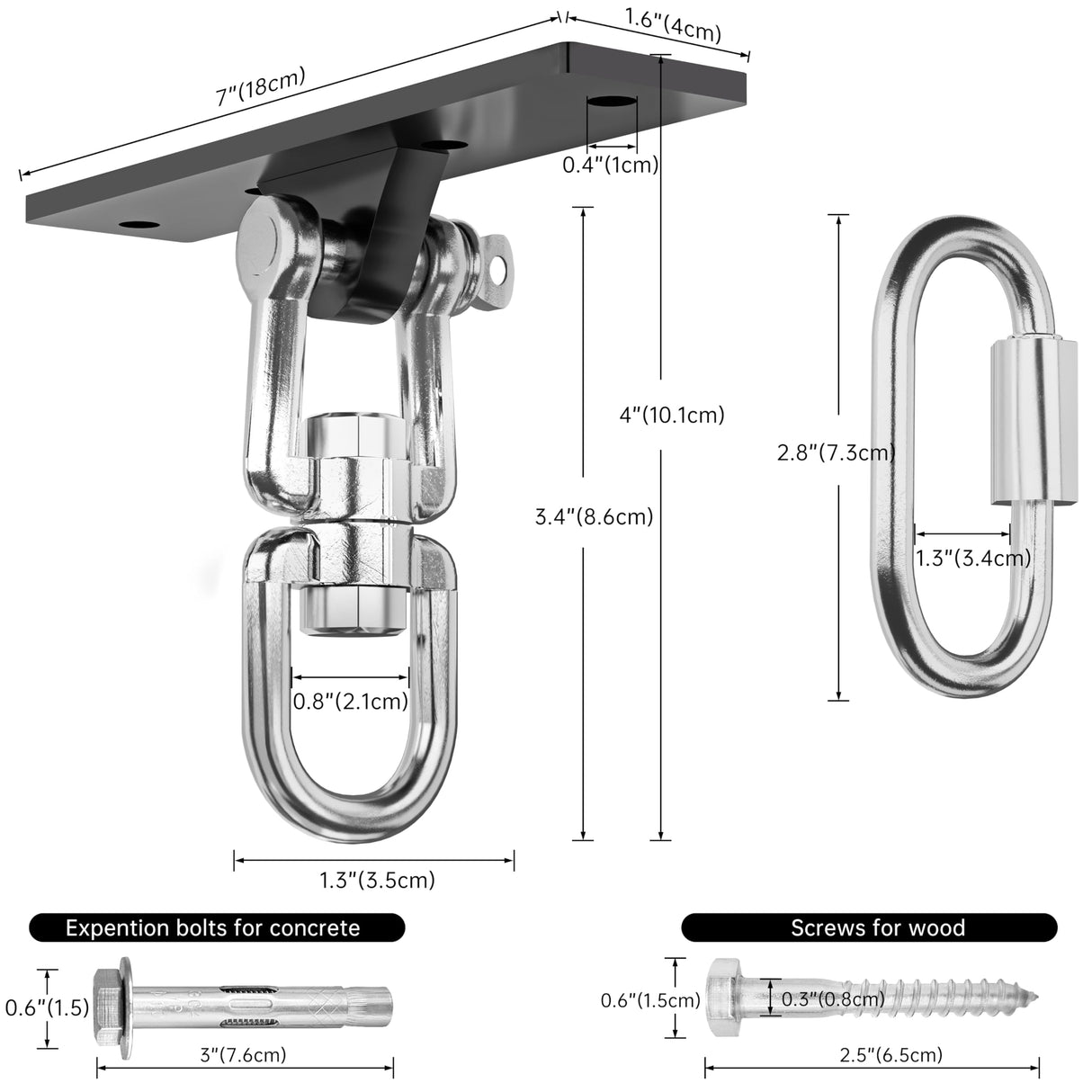 VivaZen Heavy Bag Hanger,Heavy Duty Punching Bag Mount Hanger Bracket,Ceiling Mount Hook 360°Rotation Wood Beam Holder Body Weight Strength Training Systems,Fit Most Ceiling and Swings VivaZen