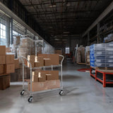 Finnhomy 2-Tier Commercial Grade Rolling Cart, Heavy Duty Utility Cart, Carts with Wheels and Handles, Kitchen Cart on Wheels, Metal Serving Cart with 500 lbs Capacity, Shelf Size 20" D x 36" W, NSF Finnhomy