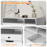 DOUSY Large Cat Litter Box Enclosure, Wooden Washroom Cabinet with Barn Door, Hidden Cat House Side Table, Grey DOUSY