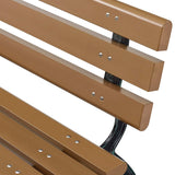 Global Industrial 4'L Outdoor Park Bench with Backrest, Recycled Plastic Slats, Wrought Iron Frame, 1100 lbs Capacity, Tan, Surface Mount, Easy Assembly Global Industrial