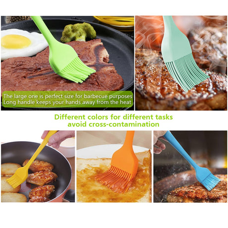 Silicone Basting Pastry Brush - Cooking Brush for Oil Sauce Butter Marinades, Food Brushes for BBQ Grill Kitchen Baking, Baster Brushes Baste Pastries Cakes Meat Desserts, Food Grade, Dishwasher Safe Consevisen